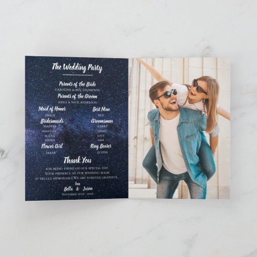 Hochzeitsprogramm im Rahmen der STARS Themed Weddi Programm (Innenseite)