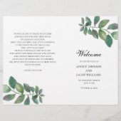 Hochzeitsprogramm im Sommer gefaltet. Grüne Blätte (Vorderseite)