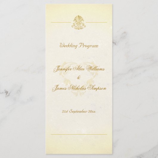 Hochzeitsprogramm im Stil von altem Pergamentpapie Programm (Vorderseite)