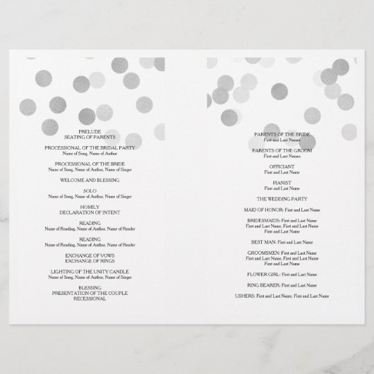 Hochzeitsprogramm Imitate Silberfolie Glitzer Ligh (Rückseite)