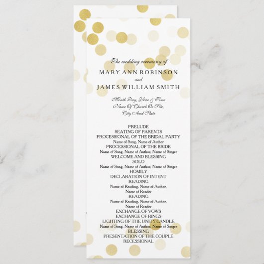 Hochzeitsprogramm Imitats Gold Foil Glitzer Lights Programm (Vorne/Hinten)
