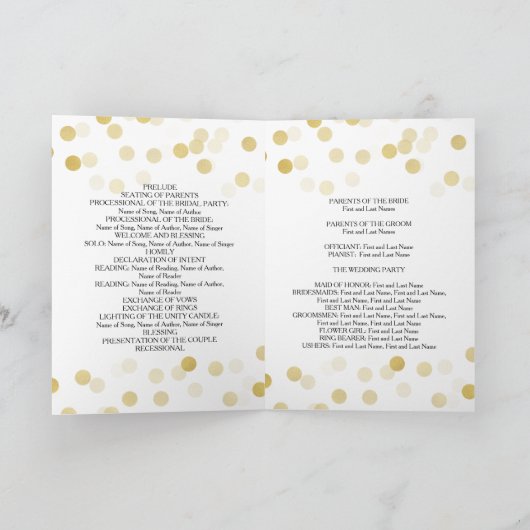 Hochzeitsprogramm Imitats Gold Foil Glitzer Lights Programm (Innenseite)