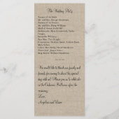 Hochzeitsprogramm in Black on Burlap Programm (Rückseite)