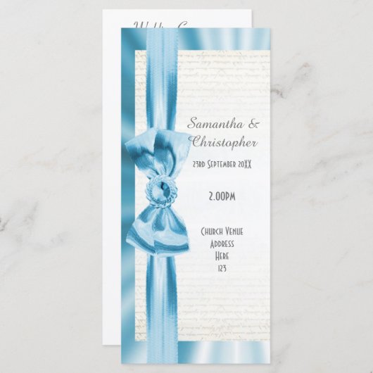 Hochzeitsprogramm in der Kirche Pastel in Blau und Programm (Vorne/Hinten)