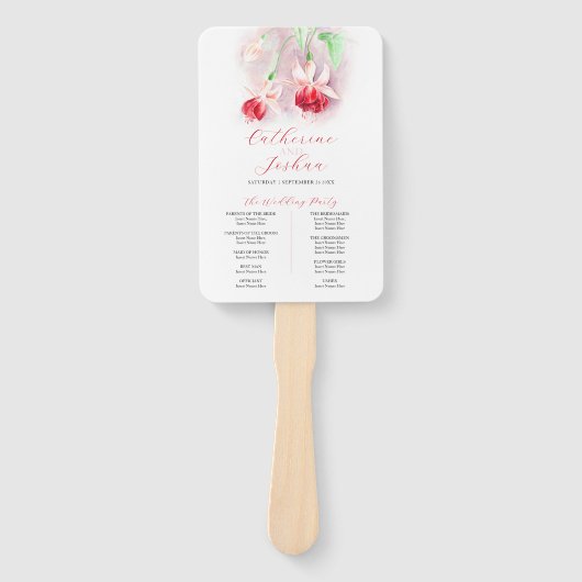 Hochzeitsprogramm in Rosa Fächer (Vorderseite)