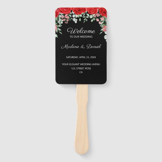 Hochzeitsprogramm in Rot und Schwarz Fächer (Vorderseite)