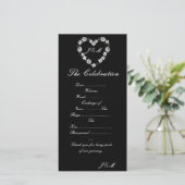 Hochzeitsprogramm in Schwarz und Weiß Feiertagskarte (Stehend Vorderseite)