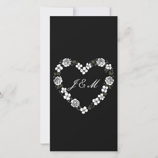 Hochzeitsprogramm in Schwarz und Weiß Feiertagskarte (Rückseite)