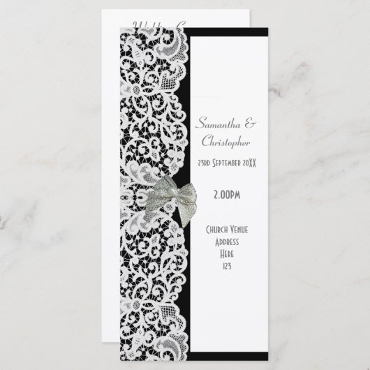 Hochzeitsprogramm in Schwarz-Weiß-Spitzen Programm (Vorne/Hinten)