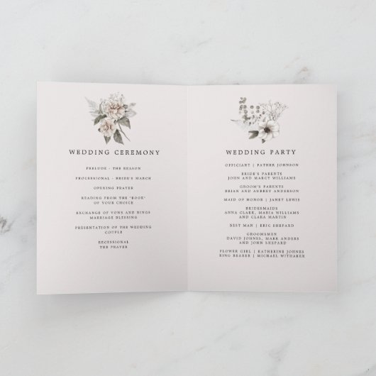 Hochzeitsprogramm in silberfarbenem Blau Karte