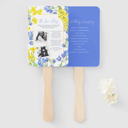 Hochzeitsprogramm in Wildblume Fächer (Vorne und Hinten)