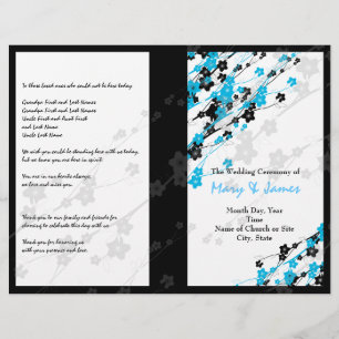 Hochzeitsprogramm Japanische Blume Blue