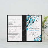 Hochzeitsprogramm Japanische Blume Blue (Stehend Vorderseite)
