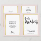 HOCHZEITSPROGRAMM kalligrafierte Schrift goldener (Vorne/Hinten)