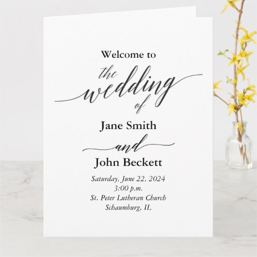 Hochzeitsprogramm Karte (Gelbe Blume)