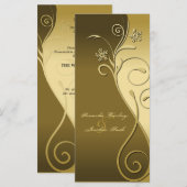Hochzeitsprogramm - Klassisches Brown & Gold Flora Programm (Vorne/Hinten)