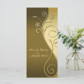 Hochzeitsprogramm - Klassisches Brown & Gold Flora Programm (Stehend Vorderseite)