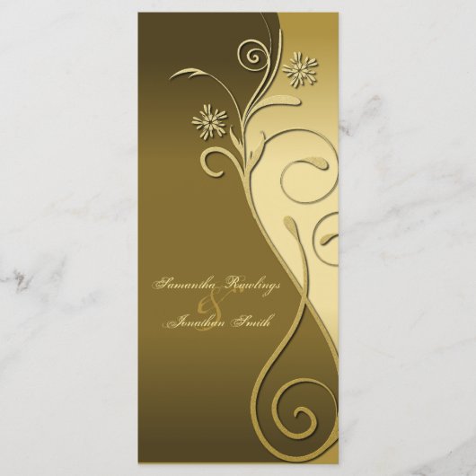 Hochzeitsprogramm - Klassisches Brown & Gold Flora Programm (Vorderseite)