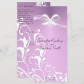 Hochzeitsprogramm - Klassisches Lila Satin Ribbon Programm (Vorne/Hinten)