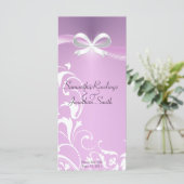Hochzeitsprogramm - Klassisches Lila Satin Ribbon Programm (Stehend Vorderseite)