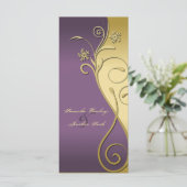 Hochzeitsprogramm - Klassisches Lila- und Goldflor Programm (Stehend Vorderseite)