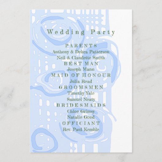 Hochzeitsprogramm Kultur Mosaik Blumenblauer 2 Programm (Rückseite)