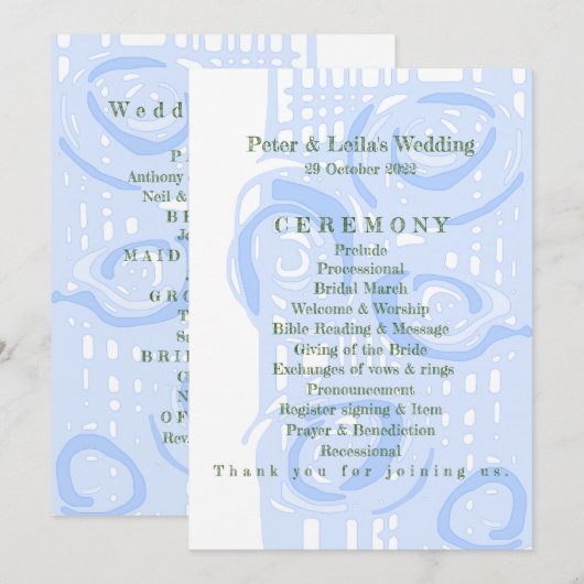 Hochzeitsprogramm Kultur Mosaik Blumenblauer 2 Programm (Vorne/Hinten)