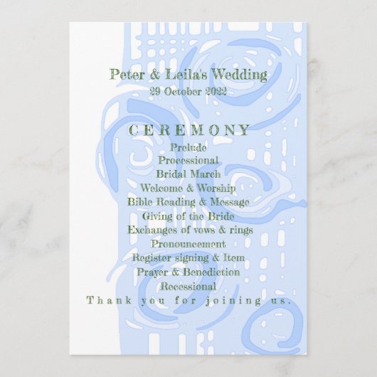 Hochzeitsprogramm Kultur Mosaik Blumenblauer 2 Programm (Vorderseite)