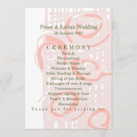 Hochzeitsprogramm Kultur Mosaik Blumenkoralle 2 Programm (Vorderseite)