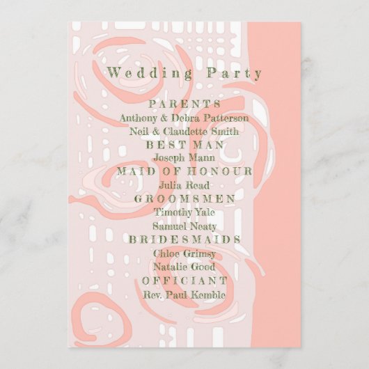 Hochzeitsprogramm Kultur Mosaik Blumenkoralle Programm (Rückseite)