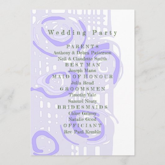 Hochzeitsprogramm Kultur Mosaik Blumenläden 2 Programm (Rückseite)