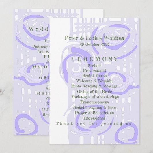 Hochzeitsprogramm Kultur Mosaik Blumenläden 2 Programm (Vorne/Hinten)