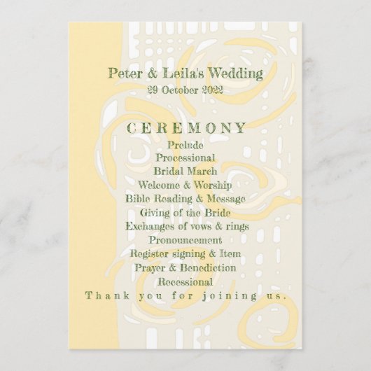 Hochzeitsprogramm Kultur Mosaik Blumenmilch 1 Programm (Vorderseite)