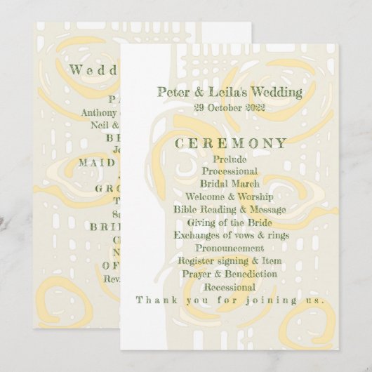 Hochzeitsprogramm Kultur Mosaik Blumenmilch 2 Programm (Vorne/Hinten)