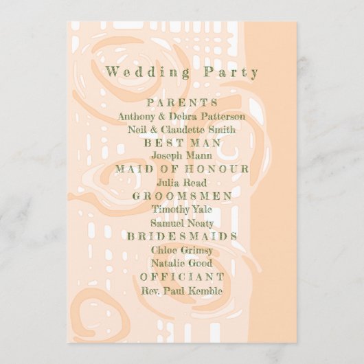 Hochzeitsprogramm Kultur Mosaik Blumenpfirsich 1 Programm (Rückseite)