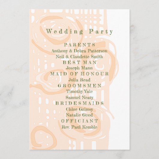 Hochzeitsprogramm Kultur Mosaik Blumenpfirsich 2 Programm (Rückseite)