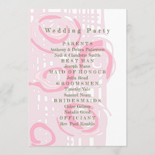 Hochzeitsprogramm Kultur Mosaik Blumenrosa 2 Programm (Rückseite)