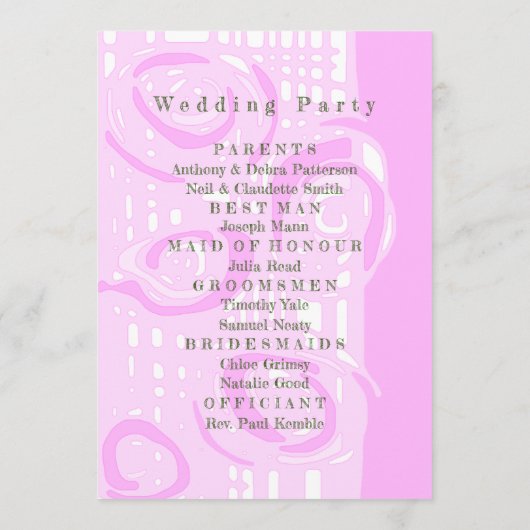 Hochzeitsprogramm Kultur Mosaik Blumenrosa 3 Programm (Rückseite)