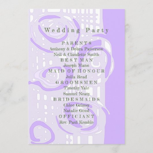 Hochzeitsprogramm Kultur Mosaik Floral Lilac 1 Programm (Rückseite)