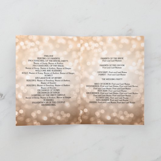 Hochzeitsprogramm Kupferleuchten für Glitzer Programm (Innenseite)