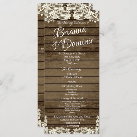 Hochzeitsprogramm Land Barn Romance Programm (Vorne/Hinten)