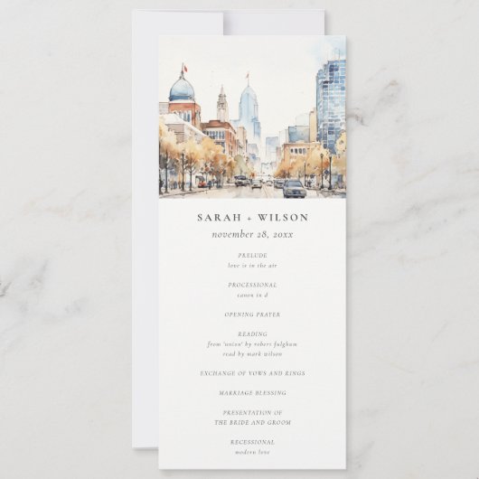 Hochzeitsprogramm Landschaft Indianapolis, Indiana Einladung (Vorderseite)