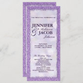 Hochzeitsprogramm | Lavendel mit Glitzer-Rahmen Programm (Vorne/Hinten)