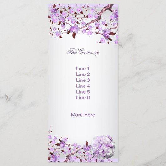 Hochzeitsprogramm Lavender Lila Lilac Blossom 4 Programm (Rückseite)