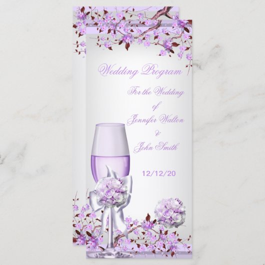 Hochzeitsprogramm Lavender Lila Lilac Blossom 4 Programm (Vorne/Hinten)