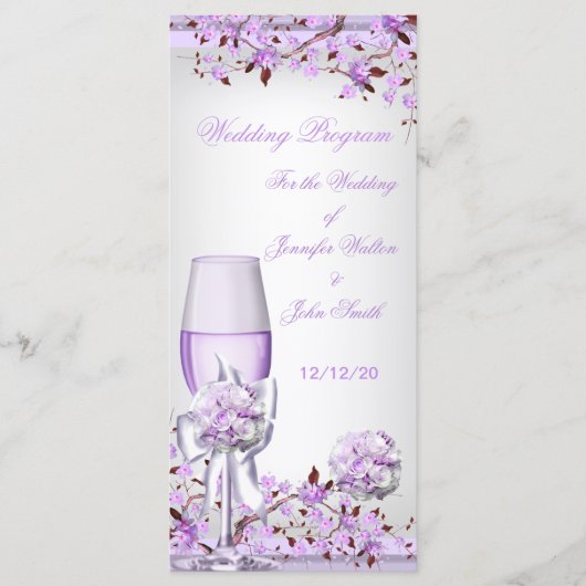 Hochzeitsprogramm Lavender Lila Lilac Blossom 4 Programm (Vorderseite)