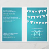 Hochzeitsprogramm Liebe Bunting Monogram Turquoise (Vorderseite)
