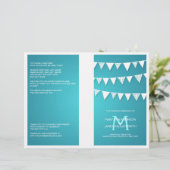 Hochzeitsprogramm Liebe Bunting Monogram Turquoise (Stehend Vorderseite)