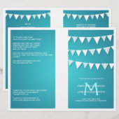 Hochzeitsprogramm Liebe Bunting Monogram Turquoise (Vorne/Hinten)