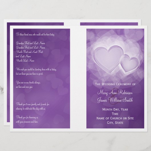 Hochzeitsprogramm Lila (Vorne/Hinten)